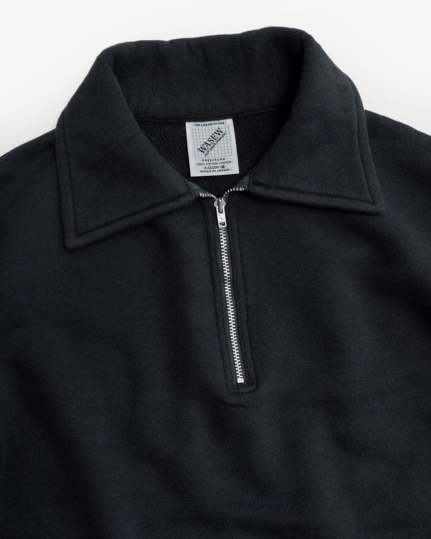 ROUGH HALF ZIP SWEAT SHIRT (BLACK)