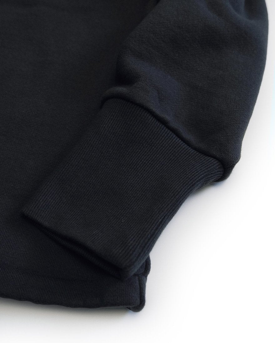 ROUGH HALF ZIP SWEAT SHIRT (BLACK)