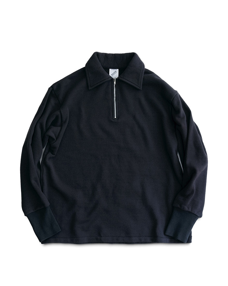 ROUGH HALF ZIP SWEAT SHIRT (BLACK)
