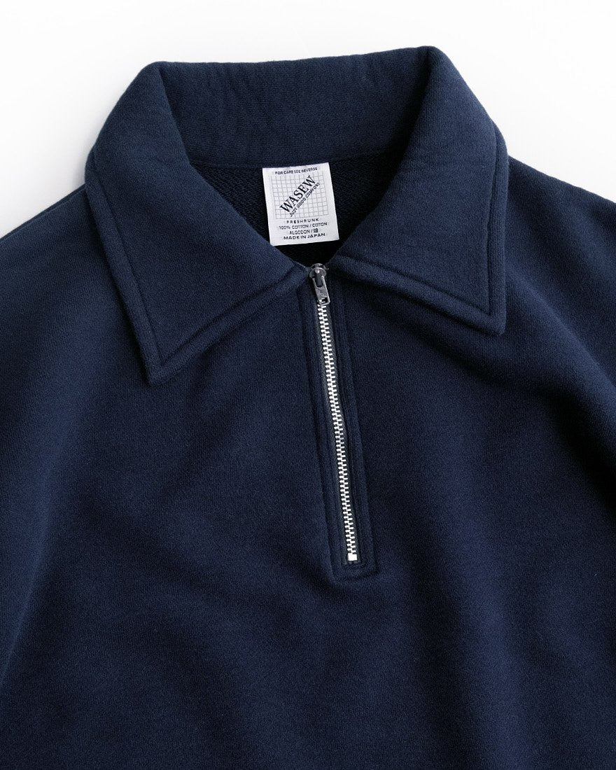 ROUGH HALF ZIP SWEAT SHIRT (NAVY)
