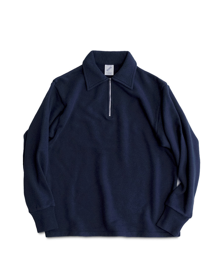 ROUGH HALF ZIP SWEAT SHIRT (NAVY)