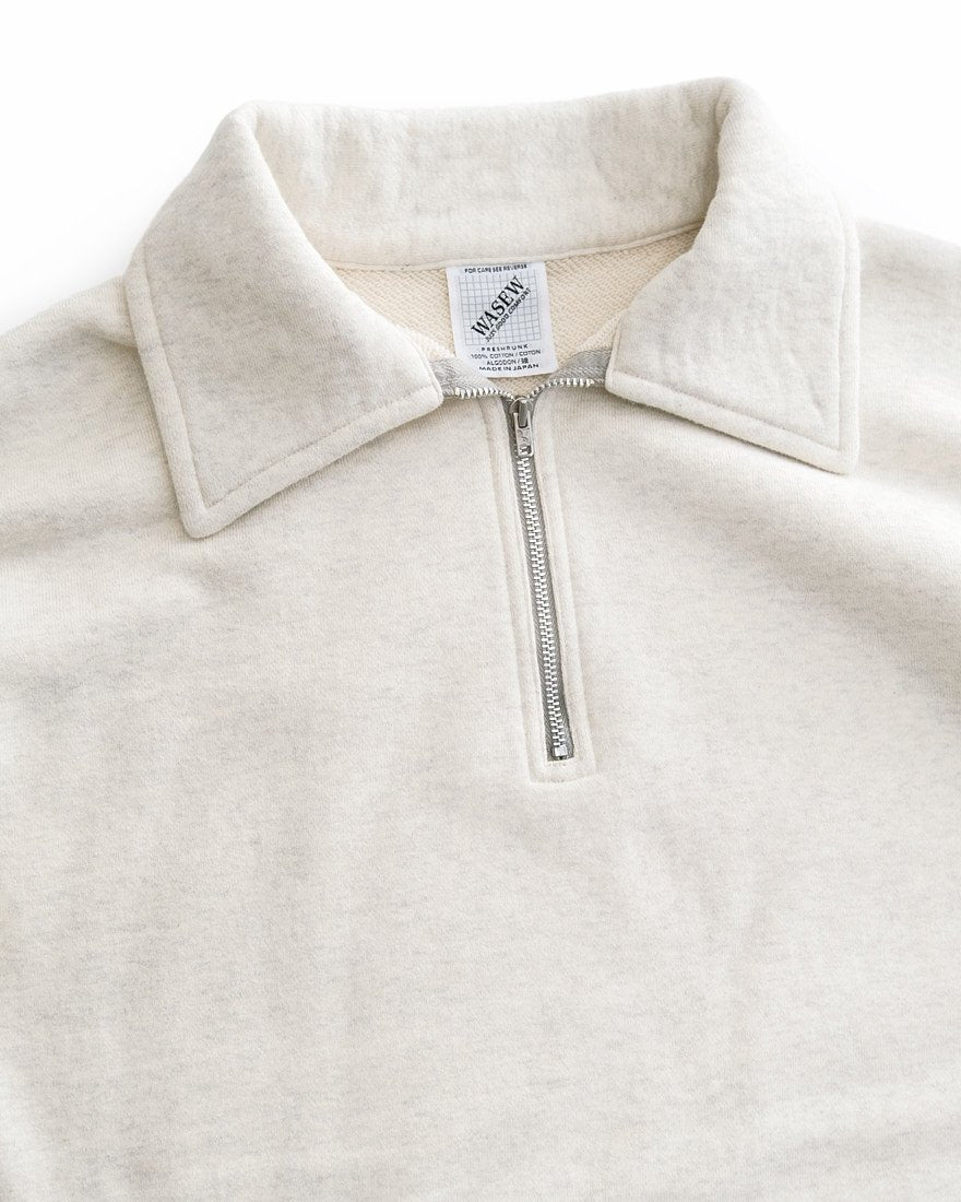 ROUGH HALF ZIP SWEAT SHIRT (OATMEAL)