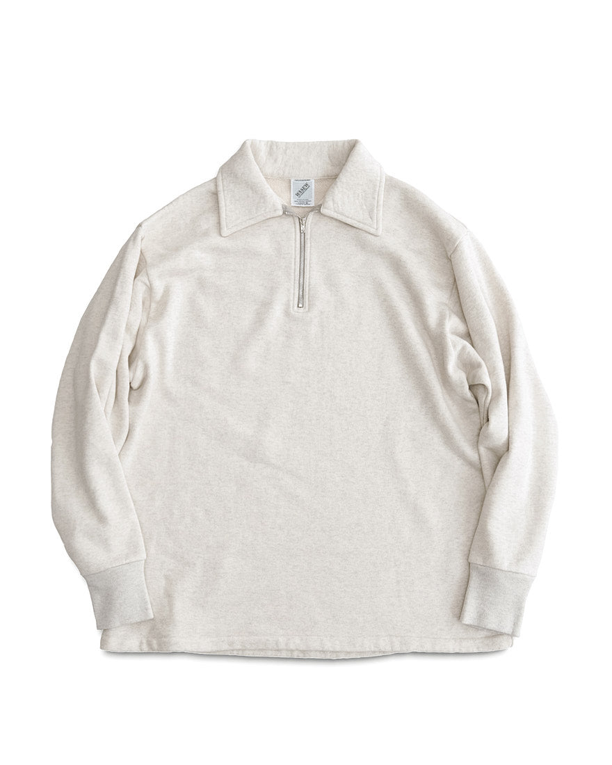ROUGH HALF ZIP SWEAT SHIRT (OATMEAL)