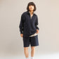 ROUGH HALF ZIP SWEAT SHIRT (NAVY)