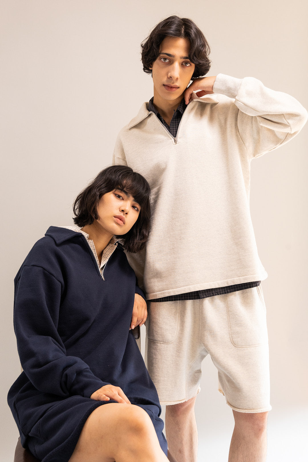 ROUGH HALF ZIP SWEAT SHIRT (BLACK)